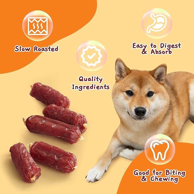Jungle Calling Beef Sausage Dog Treats, Slow Roasted Beef Jerky Dog Training Treats, Grain-Free Soft Treats for Small and Medium Dogs, 10.6 oz