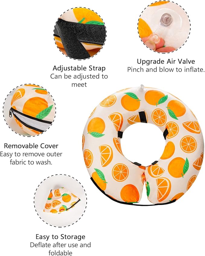 MIDOG Inflatable Dog Cone Alternative for After Surgery - Soft Protective Donut Collar Prevents Licking, Comfortable Recovery E-Collar Alternative for Small Medium Large Dogs (Orange,S)