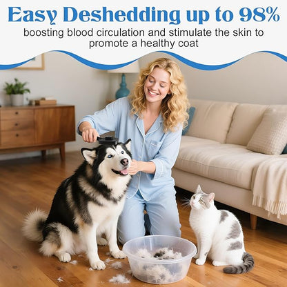 Self Cleaning Dog Brush for Shedding - Bristle Brush and Long/Short Needles Design, Skin Friendly, Slicker Deshedding Dog Brush, Hair Removal for Long & Short Haired Pets (Black)