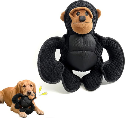 Plush Stuffed Squeaky Dog Toys, Tough Dog Toy Large Breed, Dog Chew Toys for Large Dogs,Chew Dog Toys to Keep Them Busy,11" x 11" Gorilla