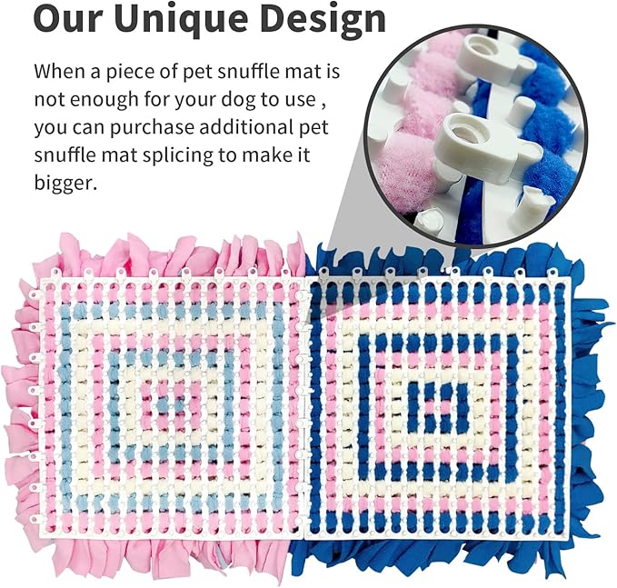 LIVEKEY Pet Snuffle Mat for Dogs, Dog Feeding Mat, Nosework Training Mats for Foraging Instinct Interactive Puzzle Toys (Pink&SkyBlue&White)