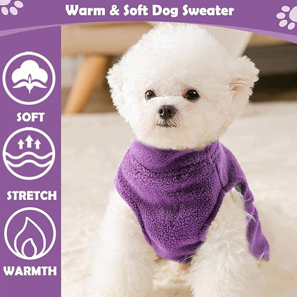 XXS Warm Purple Dog Fleece Vest with Leash Hole - Small Dog Pullover Jacket for Girls, Boys & Dogs