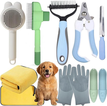 Pet Supplies, Including Cat Dematting Massage Comb,Dog Flea Comb, Puppy Quick-Drying Towel, Special Silicone Toothbrush, Dogs Washing Gloves, Dog & Cat Pets Nail Clippers and Trimmers,Reusable.