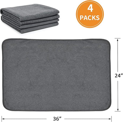 Washable Pee Pads for Dogs, 24x36 4 Pack Reusable Whelping Pads, Absorb Dog Mats Non-Slip Puppy Training Pads for Whelping, Potty, Training, Playpen, Crate