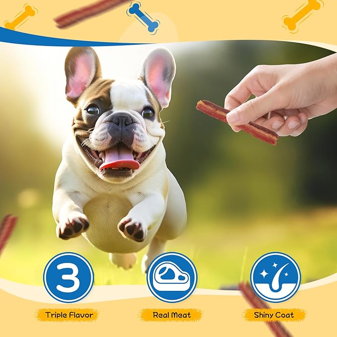 gazeupon Dog Jerky Treats,Triple Flavored Meat Strips for Dogs,Healthy Training Treats for Dogs,Made with Real Chicken,Duck,Beef,14.1 oz