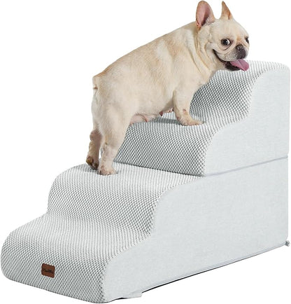 Made4Pets Dog Stairs Ramp for Bed 19.7" H, 4-Step Dog Steps for High Bed Couch Sofa Climbing, 35D Foam Pet Steps for Small Dogs and Cats, Non-Slip Bottom Pet Stairs, Light Grey