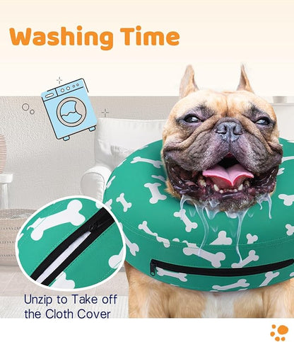 Supet Inflatable Dog Cone Collar for Large Medium Small Dogs, Soft Cone Collar for Dogs Cats, ECollar Doggie Neck Donut Dog Cone Alternative After Surgery