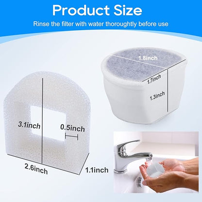 12+12 Pack Cat Water Fountain Filter, Pre-Sponge & Replacement Carbon Filters Compatible with Petsafe for Drinkwell Fountain Avalon Pagoda Seascape Pet Fountains