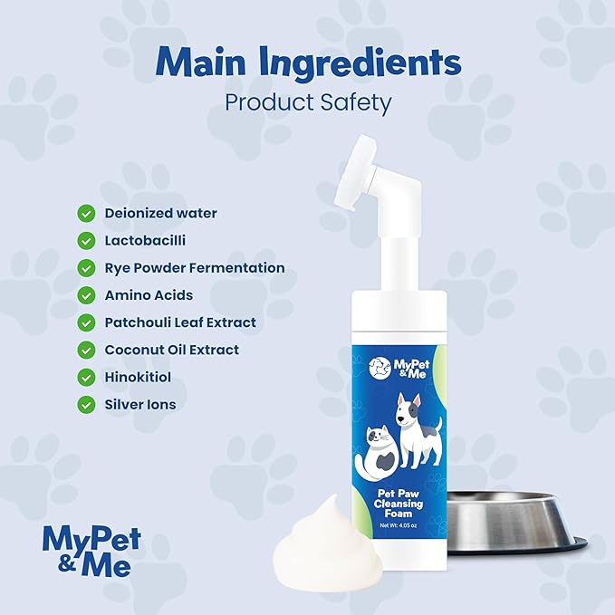 My Pet & Me - Dog Paw Cleaner - Foaming Cleanser for Easy Cleaning - No-Rinse Dog Paw Washer - Gentle Foot Cleaner for Dogs - Paw Wash for Small & Large Dogs - 4.05 oz