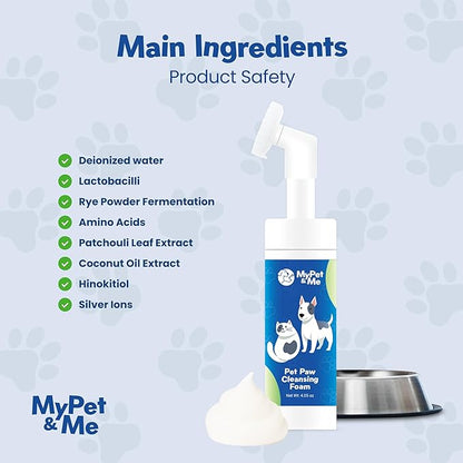 My Pet & Me - Dog Paw Cleaner - Foaming Cleanser for Easy Cleaning - No-Rinse Dog Paw Washer - Gentle Foot Cleaner for Dogs - Paw Wash for Small & Large Dogs - 4.05 oz