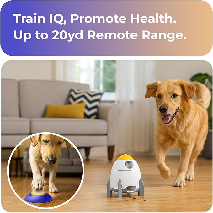 Interactive Dog Puzzle Feeder Toy, Automatic Dogs Treat Dispenser for IQ Training & Slow Feeder, Dog Food Dispenser with Remote Button, Suitable for Indoor or Outdoor Play, All Breeds, OtterVerz 11
