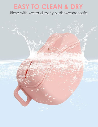 Dog Treat Pouch with Training Clicker, Upgrade Stronger Magnetic Closure to Avoid Spilling, 1.67 Cup Silicone Treat Bag Fanny Pack with Waist Belt for Pet Training Walking (Pink)