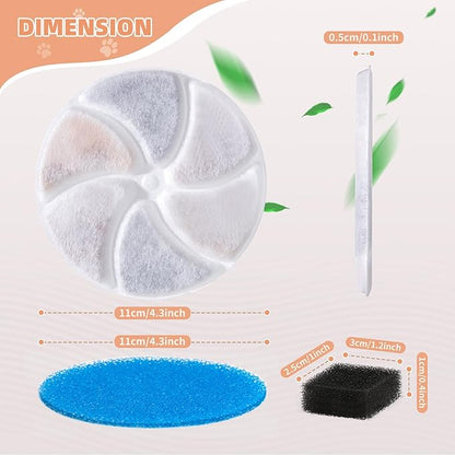 6 Set Cat Water Fountain Replacement Filter Only for KWUY 7L/236oz/1.8Gal Stainless Steel Cat Water Fountain, DYSJ01 Battery Operated Cordless Automatic Pet Water Dispenser