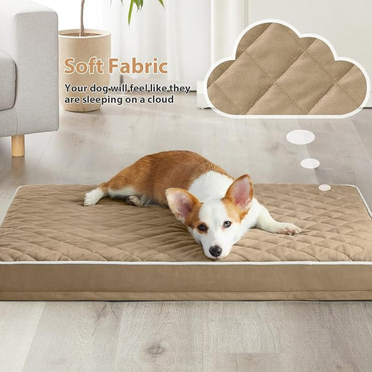 WNPETHOME Orthopedic XL Dog Bed for Crate, Waterproof Extra Large Dogs Bed with Removable Washable Cover, Multi-Needle Quilting Dogs Crate Bed