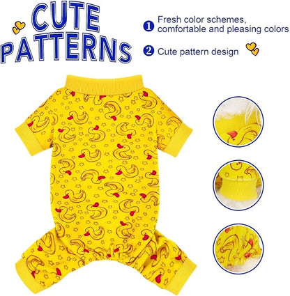 Paiaite Dog Pajamas Onesie: Comfortable Four-Legged Apparel for Small, Medium, & Large Dogs, Polyester Material for Comfort, Wrinkle Resistance, Moisture Wicking, Stretchiness Rotating Duck S