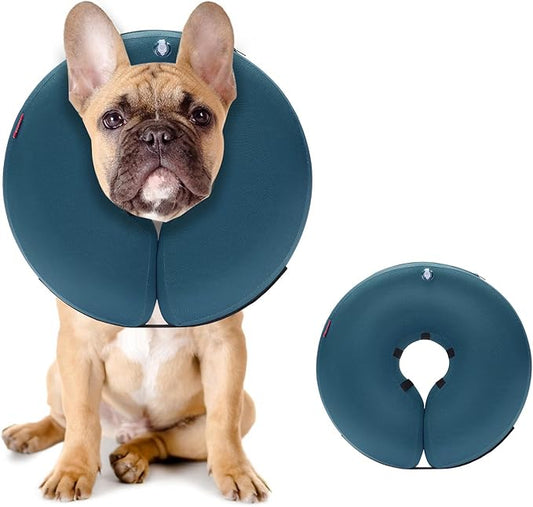 MIDOG Dog Cone - Inflatable Soft Donut Collar Alternative for Dogs After Surgery, Protective Recovery Collar Prevents Licking, Comfortable E-Collar Alternative for Small Medium Large Dogs (Blue, M+)