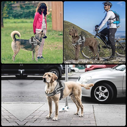 JSXD Dog Harness,No-Pull Service Dog Harness with Handle Adjustable Outdoor Pet Dog Vest 7M Reflective Nylon Material Vest for Breeds,Easy Control for Small Medium Large Dogs