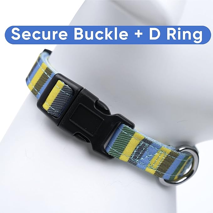 Pawtitas Pet Soft Adjustable Solid Color Nylon Puppy/Dog Collar Personalized Customizable Dog Collar Embroidered Customize w Pet Name & Phone Number X-Small Blue/Green/Yellow