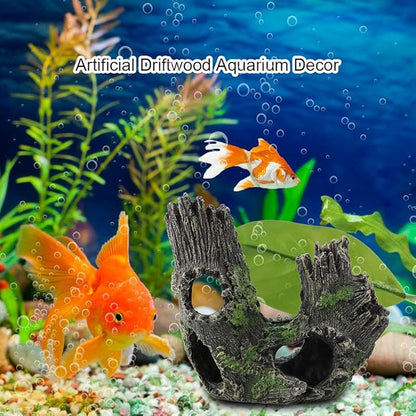 Tyenaza Aquarium Driftwood Decoration, Driftwood Resin Crafts Ornament for Aquarium Decoration Fish Tank Wood with Holes & Aquarium Caves Fish Tank Wood Decor(ST-004B)
