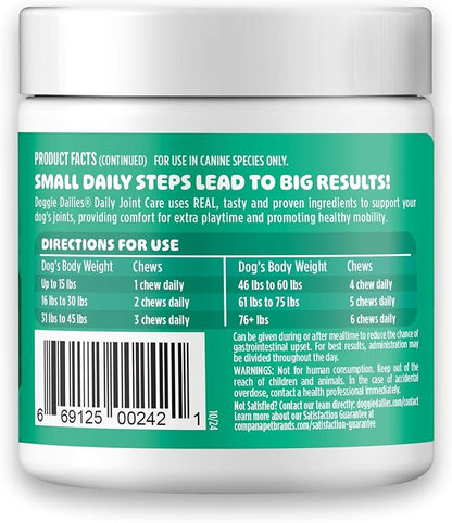 Doggie Dailies, Hip and Joint Supplement for Dogs, Glucosamine Chondroitin, Premium Hip and Joint Chews for Dogs All Breeds & Sizes, Dog Vitamins and Supplements, (Chicken) 120 Chews
