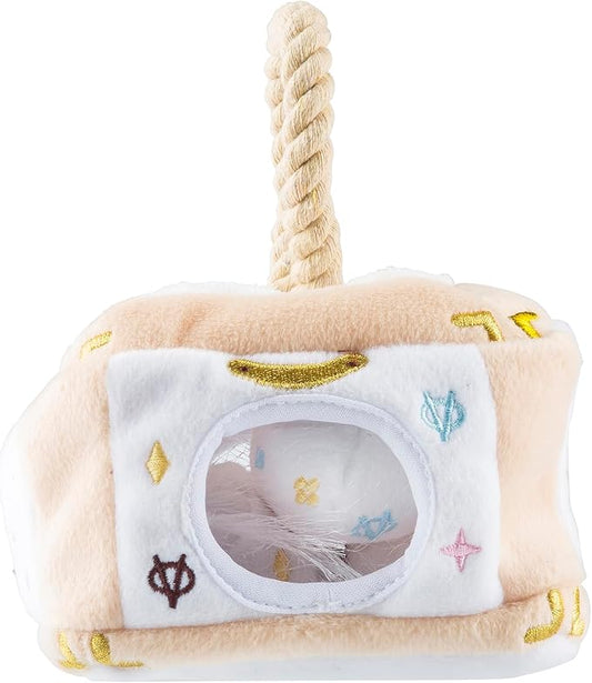 Haute Diggity Dog White Chewy Vuiton Trunk Activity House, Plush Designer Dog Toys with Interactive Squeaker, Stimulating Pet Enrichment, Machine-Washable & Safe Materials for All Breeds, One Size