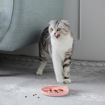 Coomazy Silicone Slow Feeder Dog Cat Bowls, Interactive Puzzle Toy for Pets Dry/Wet Food Training, Keeps Dogs Cats Busy, Prevents Puppy Kitty Overeating (Pink, 0.8 Cup)