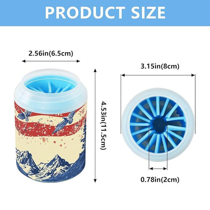 Dog Paw Cleaner Mudbuster Dog Foot Washer for Small Medium Large Dogs Cats Premium Pet Supplies July 4th Flags Mountains Blue