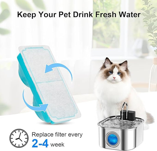 Cat Water Fountain Wireless，Stainless Steel-Rechargeable- Battery Operated Cat Water Fountain, 108oz/ 3.2l Automatic Cordless Pet Fountain ，Dog Fountain with 4200 Mah Battery