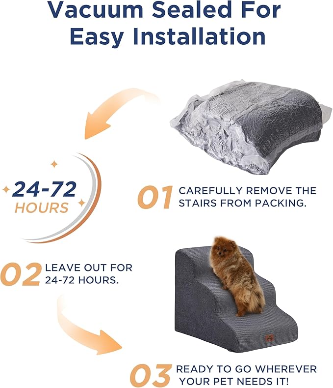 Navy Blue Curved Dog Stairs Ramp for High Beds 28.7" H, 5-Step Dog Steps for Small Dogs and Cats, Pet Stairs for High Bed Climbing, Non-Slip Balanced Pet Step