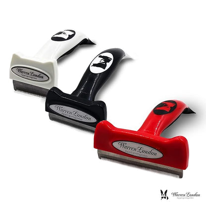 Warren London Deshedding Brush for Dogs – Large Short-Hair | 4-in Stainless-Steel Undercoat Rake Reduces Shedding Up to 95% | Gentle Skin-Safe Comb, Quick-Clean Release, Non-Slip Ergonomic Grip