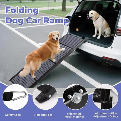 Rosvola Dog Car Ramp, Steps for Car, Portable Pet Stair Ramp with Non-Slip Surface for Car, SUV & Truck, Supports up to 150 Lbs, 600D Oxford Fabric