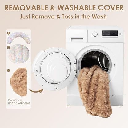 EHEYCIGA Large Dog Bed Sofa – Fluffy Faux Rabbit Fur Pet Couch for Medium and Large Dogs, Washable Removable Cover, Waterproof and Non-Slip, 36 Inch, Camel