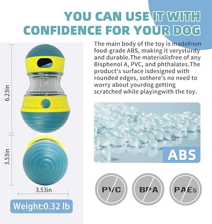 Interactive Dog Toys to Keep Them Busy, Puppy Puzzle Adjustable Food Dispenser Slow Feeder, Enrichment Treat Dispensing Toy Ball for Large/Medium/Small Breed Dogs Pet Gift, Yellow