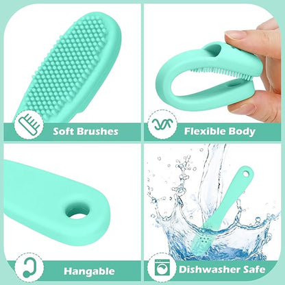 3pcs Dog Finger Toothbrush, Cat Chin Brush with Food-Grade Silicone, Dog Tooth Brushing Kit, Silicone Cleaning Brush for Pet Dental Care