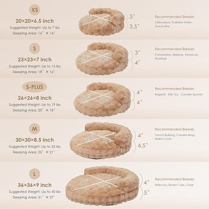 EHEYCIGA Large Dog Bed Sofa – Fluffy Faux Rabbit Fur Pet Couch for Medium and Large Dogs, Washable Removable Cover, Waterproof and Non-Slip, 36 Inch, Camel