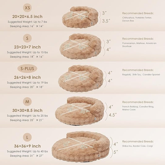 EHEYCIGA Large Dog Bed Sofa – Fluffy Faux Rabbit Fur Pet Couch for Medium and Large Dogs, Washable Removable Cover, Waterproof and Non-Slip, 36 Inch, Camel