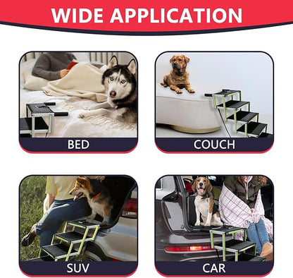 PENSUN Dog Ramps for Small & Big Dogs Portable Folding Pet Stairs with Nonslip Surface Foldable Truck Ramp Stairs for Car, SUV and Trucks, Supports Up to 250LBS, 6 Steps