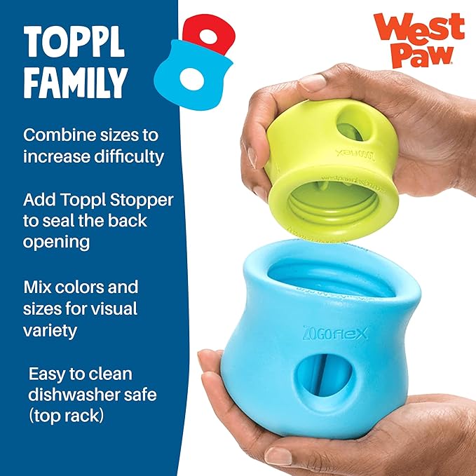WEST PAW Toppl Durable Dog Treat Puzzle Toy for Large Dogs- Engaging Interactive Chew Toy for Mental Stimulation, Slow Feeding- One and Quarter Cup Capacity - Clover Green, XL
