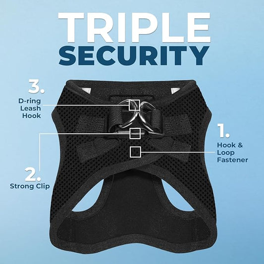 Voyager Step-in Air All Weather Mesh Harness and Reflective Dog 5 ft Leash Combo with Neoprene Handle, for Small, Medium and Large Breed Puppies by Best Pet Supplies - Set (Black), S