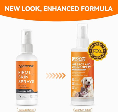Hot Spot Spray for Dogs, Upgraded Quantum Silver Skin Spray for Dogs, Itch Relief and Hot Spot Treatment for Dogs, Supports Skin Infections and Irritations for All Animals, 4oz
