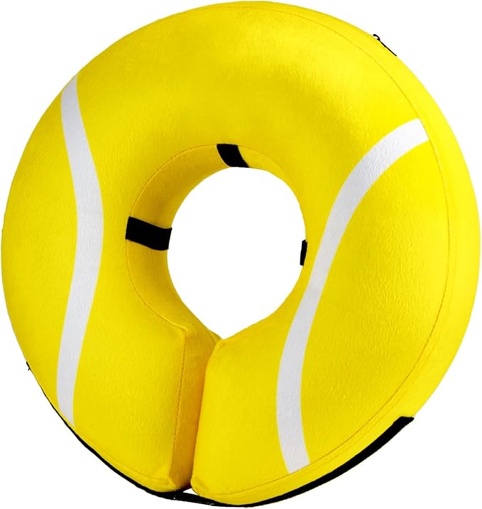 BENCMATE Inflatable Dog Cone Collar Alternative, Soft Dog Cone for Small Medium Large Dogs and Cats, Neck Recovery ECollar Donut Collar After Surgery (Medium, Tennis)