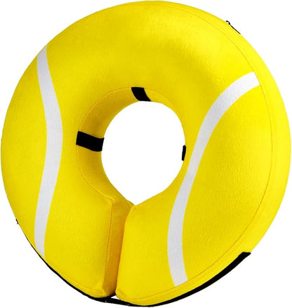 BENCMATE Inflatable Dog Cone Collar Alternative, Soft Dog Cone for Small Medium Large Dogs and Cats, Neck Recovery ECollar Donut Collar After Surgery (Medium, Tennis)