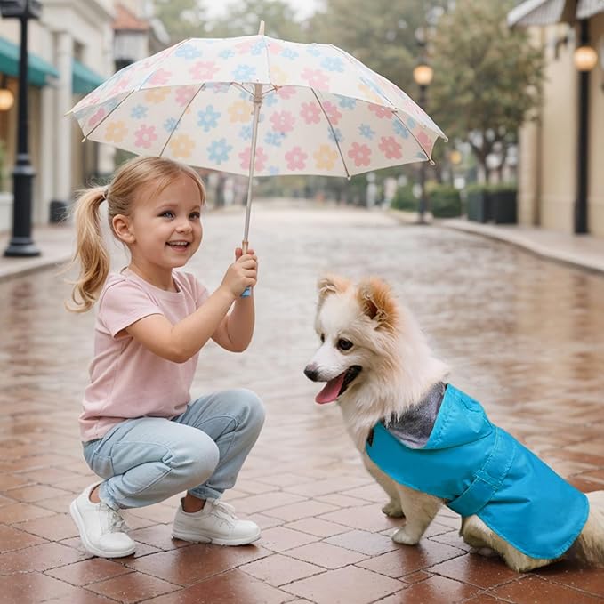 Dog Raincoat Dog Rain Jacket Poncho Waterproof Snowproof Pet Rain Suit Lined Warm Lining Hooded Leash Hole Adjustable Puppy Small Medium Dogs,Blue,M