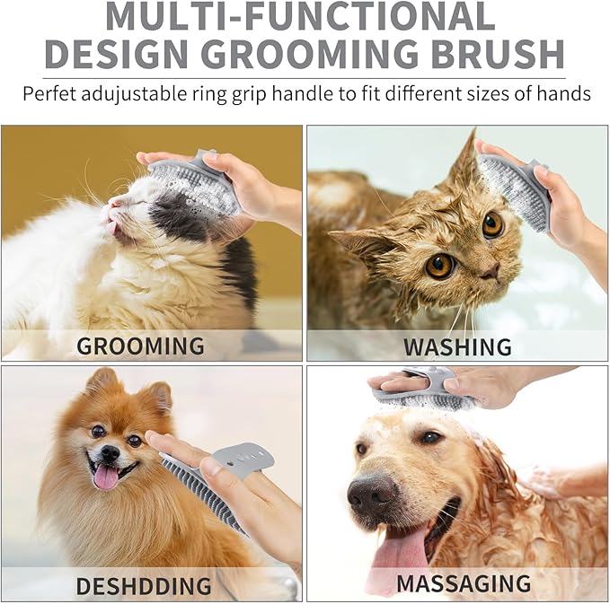 Professional 7 in 1 Dog Paw Cleaner for Dogs & Cats - Includes 1 Portable Paw Washer, 1 Bath Brush, 2 Dog Toothbrushes and 3 Absorbent Towels Note: Fits Paws 1.5 to 2.5 Inches Wide (Medium, Grey)