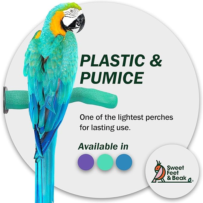 Sweet Feet & Beak Safety Pumice Bird Perch, X-Small 1/2" X 6", Blue - Lightweight Grinding Bird Perches for Cage - Bird Nail Trimming Perch for Healthy Beak & Feet - Multi-Size & Color Parrot Stand