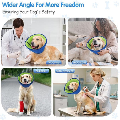 Soft Dog Cone Collar Alternative - Adjustable Comfy Cones for Large/Medium/Small Dogs to Stop Licking After Surgery, Comfortable Fabric Elizabethan Collars, Head Cone of Shame for Neuter Recovery - S
