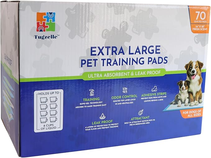 Fresh Scent Extra Large Pet Training Pads - Ultra Absorbent Pads for Dogs Leak-Proof, Odor Control Pee Pads – Quick Dry Potty Pad for Puppies, Large Dogs, & Senior Pets (34" x 28", 70 Count)