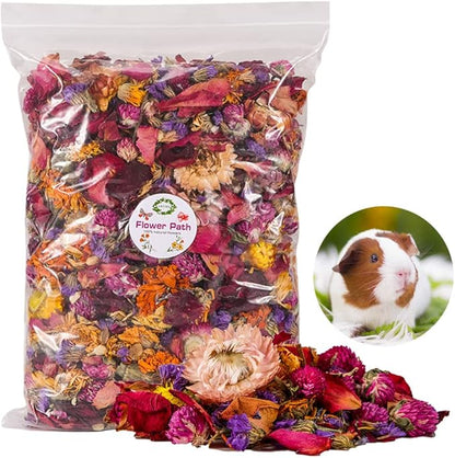 DZWLKJ Natural Flower & Herb for Hamster Bedding, 10.5OZ Soft Green Herbs Hamster Forage for Habitat Decor, Guinea Pig Bedding Odor Control for Bunny, Rabbit, Gerbil, Mouse or Other Small Animal