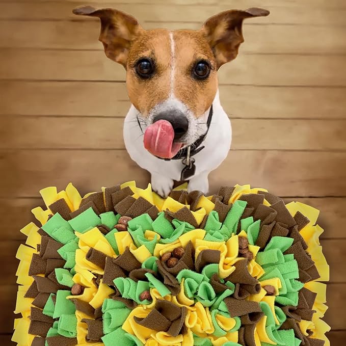 LIVEKEY Pet Snuffle Mat for Dogs, Dog Feeding Mat, Nosework Training Mats for Foraging Instinct Interactive Puzzle Toys (Yellow&Brown&Green)