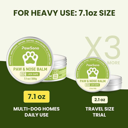 (7.1 oz / 200 g) Lick-Safe Dog Paw & Nose Balm with Coconut Oil | All-Natural Paw Cream & Wax for Dry, Cracked Pads & Snouts| Paw Moisturizer & Soother, Nose Butter for Bulldogs| Horse Hoof Care